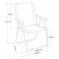 Silla de playa plegable de hierro y loneta de 53 x 46 x 75 cm. Asiento para playa o campo con divertido diseño de lona. Asiento plegable para descanso.