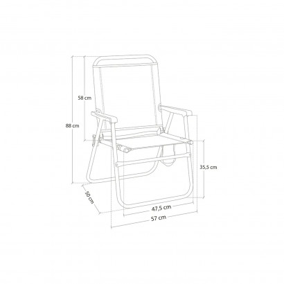 Silla de playa plegable de hierro y loneta de 57 x 50 x 88 cm. Asiento para playa o campo con divertido diseño de lona. Asiento plegable para descanso.