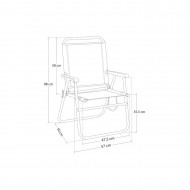 Silla de playa plegable de hierro y loneta de 57 x 50 x 88 cm. Asiento para playa o campo con divertido diseño de lona. Asiento plegable para descanso.