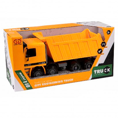 Toinsa - Camión de obra movimiento fricción, vehículo de construcción, volquete, juguete truck para niños, escala 1:10, dimensiones 37 x 16 x 12 cm