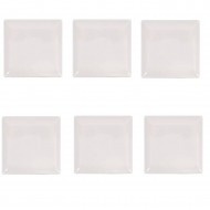 Pack de 6 platos llanos de cerámica de forma cuadrada de 1 x 26,5 x 26,5 cm, ideal para hogar u hostelería. Set de 6 recipientes para servir alimentos de color marfil y forma cuadrada