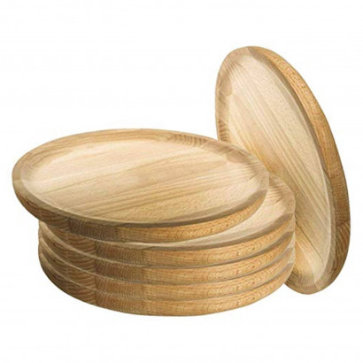 Artema - Pack de 6  platos de madera especial para pulpo, de 29,9 cm de diámetro, para el hogar o hostelería. Set de 6 recipientes para servir comida, para carnes, embutidos, quesos...