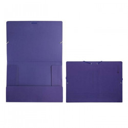 Pack de 10 carpetas de cartón de 34 x 25 cm, tamaño folio, con gomas y solapas, de color azul. Juego de 10 carpetas para guardar