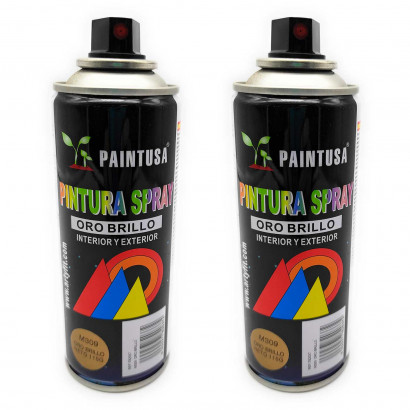 Montoro - Pack de 2 botes de pintura en spray M309 Oro Brillo 200 ml. Válidos para multitud de materiales de interior y exterior