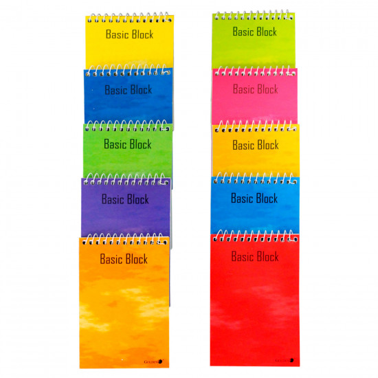 Pack de 10 cuadernos cuadriculados 12º con espiral superior 12 x 8,5 cm. Libretas apuntes, blocs de notas con anilla superior, 80 hojas (Colores surtidos)