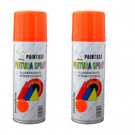 Montoro - Pack 2 botes de pintura en spray naranja fluorescente F202 200 ml, válido para multitud de superfiies de interior y exterior