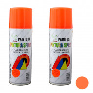 Montoro - Pack 2 botes de pintura en spray naranja fluorescente F202 200 ml, válido para multitud de superfiies de interior y exterior