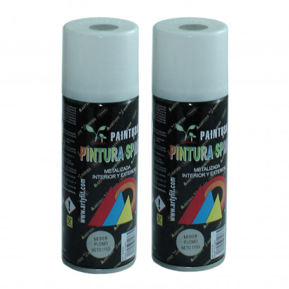 Montoro - Pack de 2 botes de pintura en spray color plomo M308, 200 ml, válido para multitud de superficies de interior y exterior