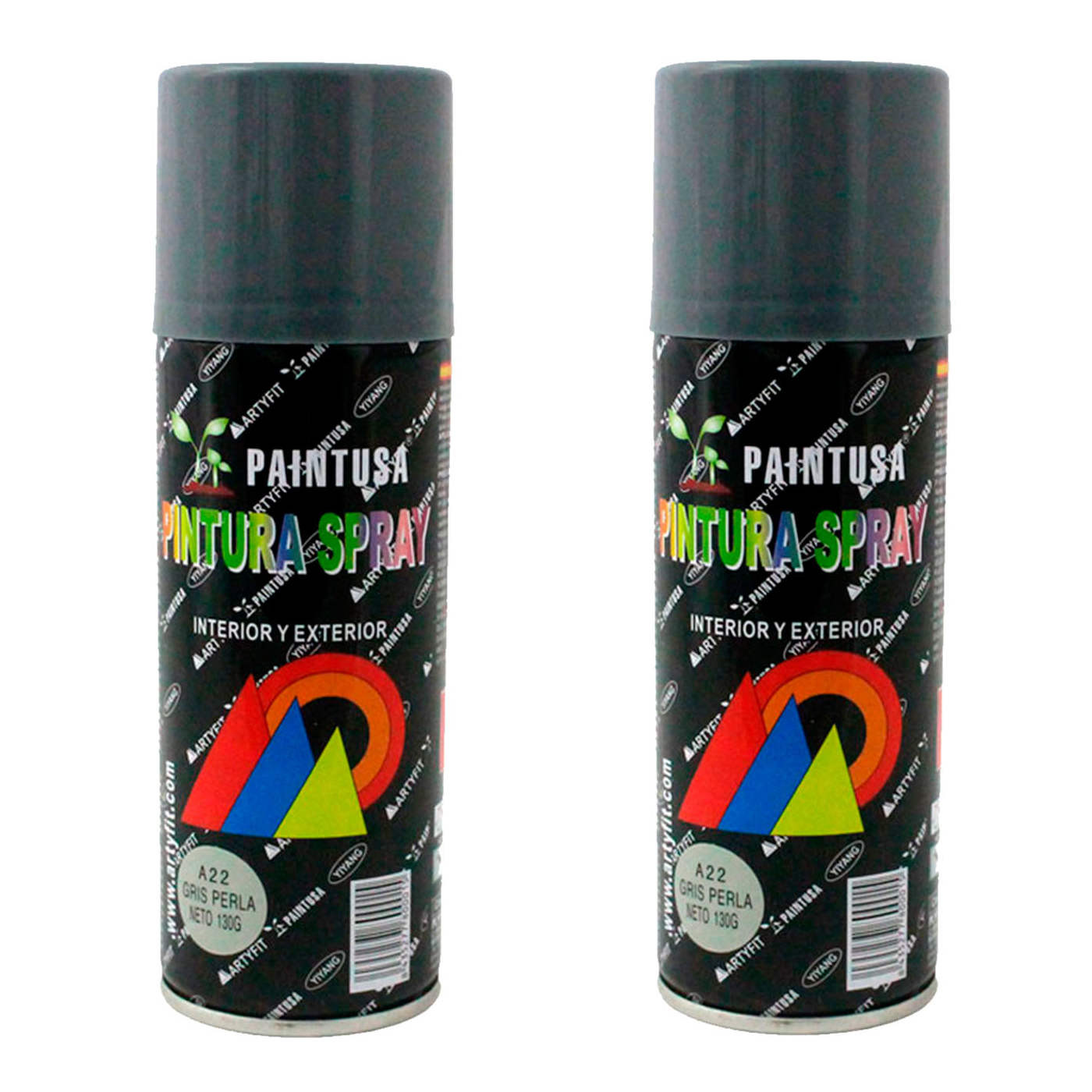 Montoro - Pack de 2 botes de pintura en spray gris perla A22, 200 ml, válido para multitud de superficies de interior y exterior