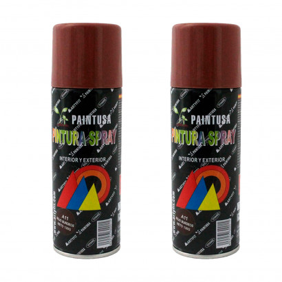 Montoro - Pack 2 botes de pintura en rojo burdeos A11 200 ml, válido para multitud de superficies de interior y exterior. Pintura en spray, válida para distintos materiales de 17 x 5 x 5 cm