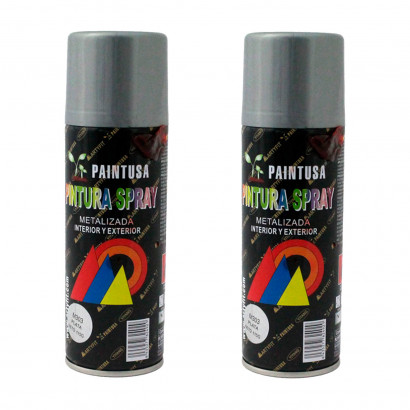 Montoro - Pack de 2 botes de pintura en spray color plata M303, 200 ml, válido para multitud de superficies de interior y exterior