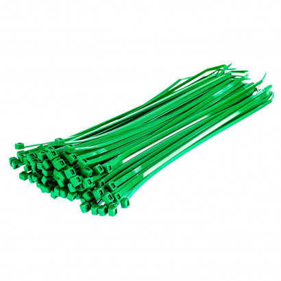 Pack de 100 bridas de nylon verdes, bridas para cables, organizador, bloqueo, fijación, dimensiones 10 x 0.18 cm