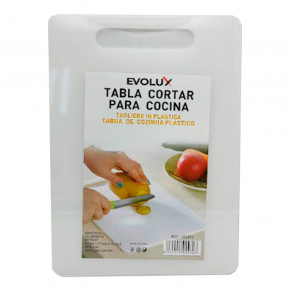 Tabla de cocina para cortar rectangular de plástico, tabla de corte blanca, preparar, trocear, dimensiones 36 x 24 x 0.7 cm