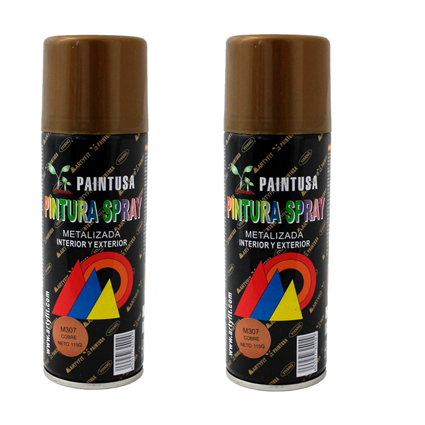 Montoro - Pack 2 botes de pintura en spray cobre M307 200 ml, válido para multitud de superficies de interior y exterior