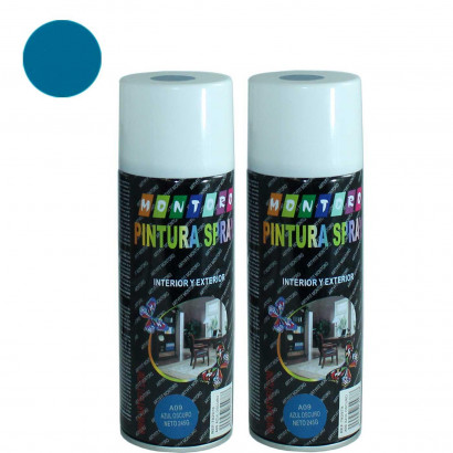 Montoro - Pack 2 botes de pintura en spray azul oscuro A09 400 ml, válido para multitud de superficies de interior y exterior