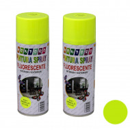 Montoro - Pack de 2 botes de pintura en spray amarillo fluorescente F201 400 ml, válido para multitud de superficies de interior y exterior