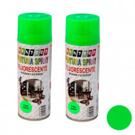 Montoro - Pack de 2 botes de pintura en spray verde fluorescente F204 400 ml, válido para multitud de superficies de interior y exterior