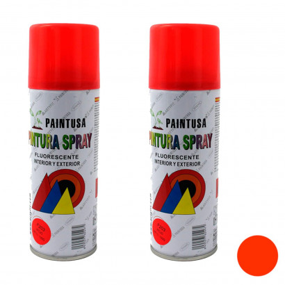 Montoro - Pack de 2 botes de pintura en spray rojo fluorescente, F203, 200 ml, válido para multitud de superficies de interior y exterior