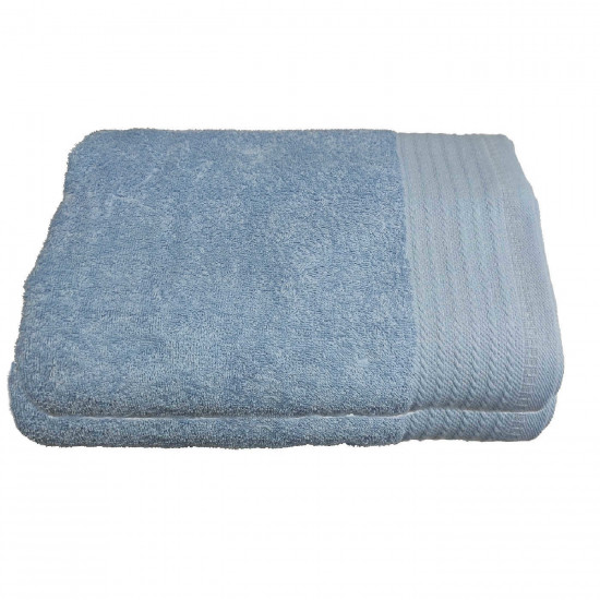 Pack 2  toallas de baño fabricada con algodón de calidad color azul celeste 50 x 100 cm toalla ducha suave al tacto rápido secado