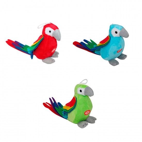 Toinsa - pack 3 loros de peluche con sonido color surtido peluche musical a presión ideal para niños