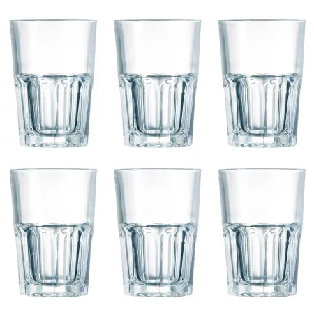 Tradineur - Set de 6 vasos "new america" con capacidad de 40 cl, de 8,5 cm de diámetro y 12 cm de alto. Pack de 6 vasos especial