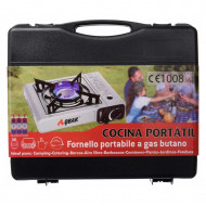 Cocina portátil a gas con un hornillo, mini cocina de camping compacta y ligera, 1 fuego, con maletín de transporte, acampada, apagón, viajes, jardín, aire libre