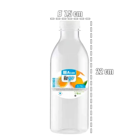 Tradineur - Pack de 12 botellas de plástico con tapa - Ideal para la conservación de tus alimentos - Capacidad de 0,75 Litros - Tradineur - Pack de 12 botellas de plástico con tapa - Ideal para la conservación de tus alimentos - Capacidad de 0,75 Litros -