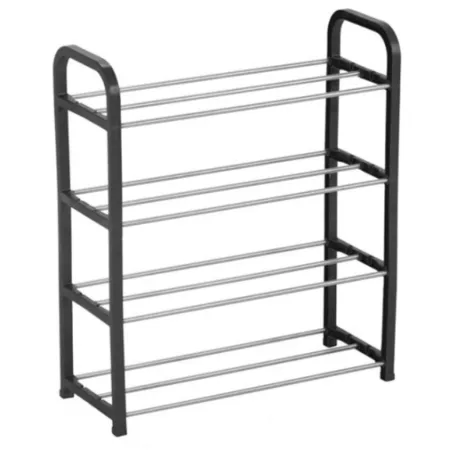 Tradineur - Zapatero de metal y plástico de 4 niveles, soporte para calzado, estantería multiusos para zapatos, recibidor, pasil Tradineur - Zapatero de metal y plástico de 4 niveles, soporte para calzado, estantería multiusos para zapatos, recibidor, pasil