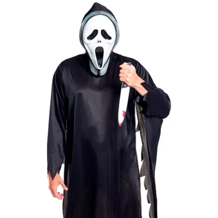 Tradineur - Disfraz de asesino scream para adulto, poliéster, incluye túnica y máscara, villano malvado, atuendo de carnaval, Ha Tradineur - Disfraz de asesino scream para adulto, poliéster, incluye túnica y máscara, villano malvado, atuendo de carnaval, Ha
