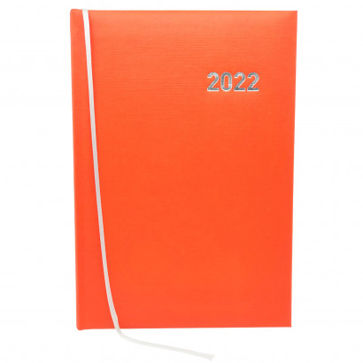 Agenda diaria 2022 de 12 meses, enero a diciembre, tapa acolchada y cinta marcapáginas, planificador anual de tareas, citas, 21,2 x 15 cm, naranja