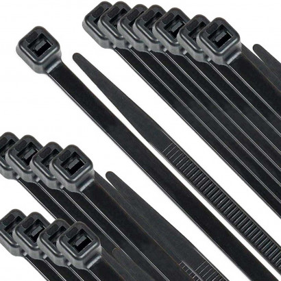 Pack de 40 bridas de nylon negro, bridas para cables, organizador, bloqueo, fijación, dimensiones 35 x 0.7 cm