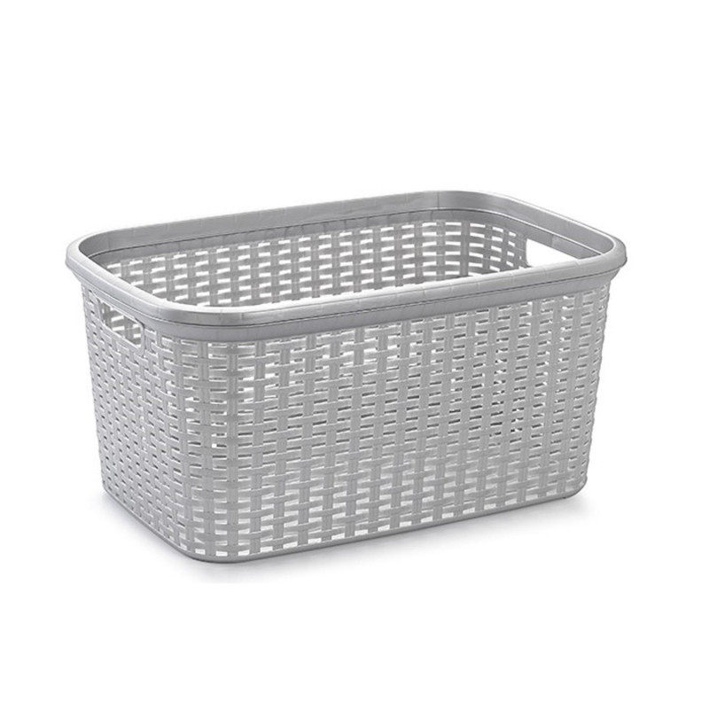 Plastic Forte - Cesta colada de plástico con asas 53 x 26 x 36 cm, modelo rattan, 35 litros, cesto para prendas ropa, lavandería Plastic Forte - Cesta colada de plástico con asas 53 x 26 x 36 cm, modelo rattan, 35 litros, cesto para prendas ropa, lavandería