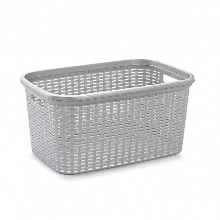 Plastic Forte - Cesta colada de plástico con asas 53 x 26 x 36 cm, modelo rattan, 35 litros, cesto para prendas ropa, lavandería