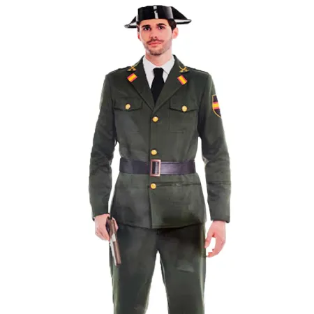 Disfraz de antiguo guardia civil de color verde para jóvenes y adultos para carnaval, halloween, celebraciones, talla S. Disfraz de antiguo guardia civil de color verde para jóvenes y adultos para carnaval, halloween, celebraciones, talla S.