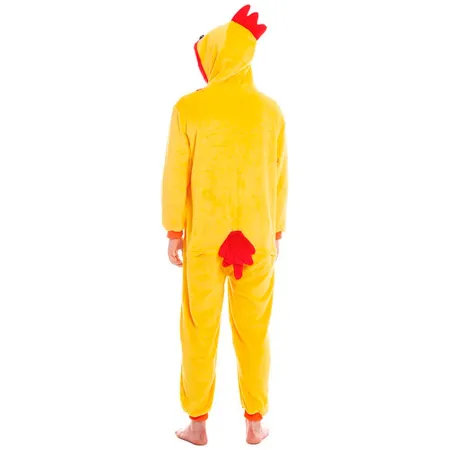 Tradineur - Disfraz de gallo para adulto, poliéster 100%, incluye mono con capucha, atuendo divertido de carnaval, Halloween, co