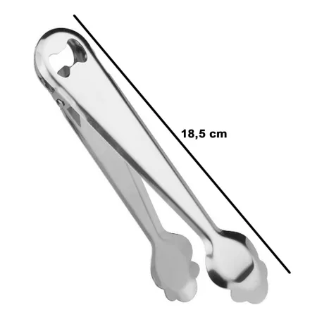 Tradineur - Pinza de hielo con abridor, acero inoxidable, compatible con cubitera, cocina, bar, restaurante, hostelería, apta pa