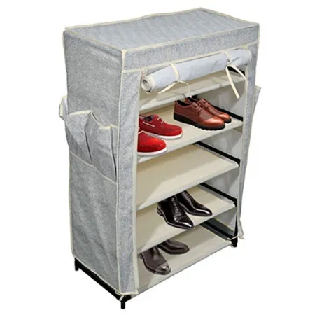 Tradineur - Zapatero TNT 88 x 60 x 30 cm, 5 niveles, soporte organizador de calzado, zapatero de tejido no tejido desmontable co