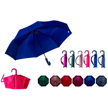 Tradineur - Paraguas plegable de mujer, poliéster pongee, antiviento, apertura automática, 8 varillas de níquel, compacto, viaje