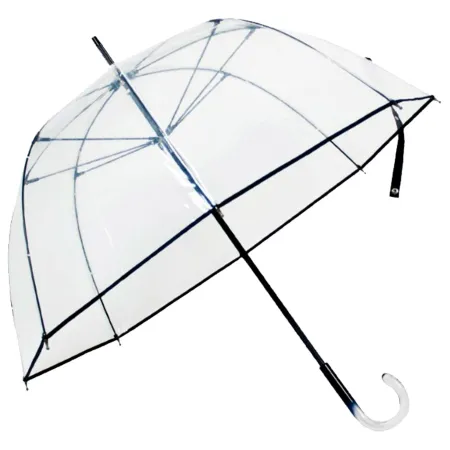Tradineur - Paraguas largo transparente - Mango acristalado - Fabricación en PVC - 8 Varillas - Evita los días lluviosos con ele