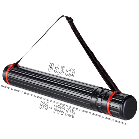 Tradineur - Tubo portaplanos extensible de 64 a 100 cm con correa de transporte, plástico, almacenamiento planos, documentos, lá