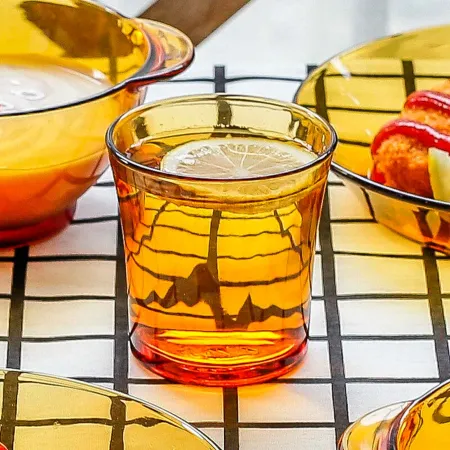 Tradineur - Set de 4 vasos de cristal templado, modelo Lys, resistentes a los golpes y choques térmicos, aptos para lavavajillas