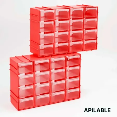 Tradineur - Clasificador apilable modular HG, plástico, 16 compartimentos, almacenamiento de herramientas, tornillos y accesorio