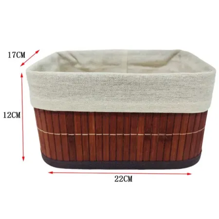 Tradineur - Cesta rectangular de bambú, incluye forro interior de tela extraíble y lavable, ligera, organización del hogar (Colo