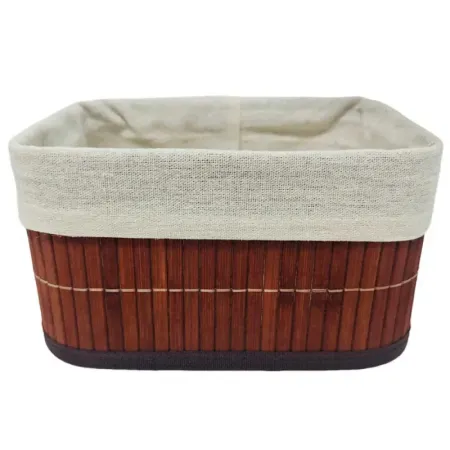 Tradineur - Cesta rectangular de bambú, incluye forro interior de tela extraíble y lavable, ligera, organización del hogar (Colo