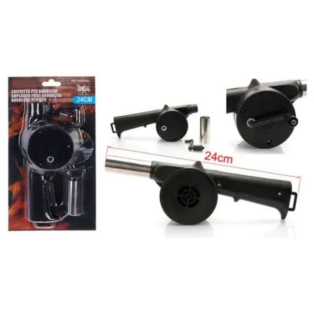 Tradineur - Soplador manual para barbacoa, ventilador portátil con manivela, BBQ, chimeneas, cocina, camping, aire libre - 24 cm