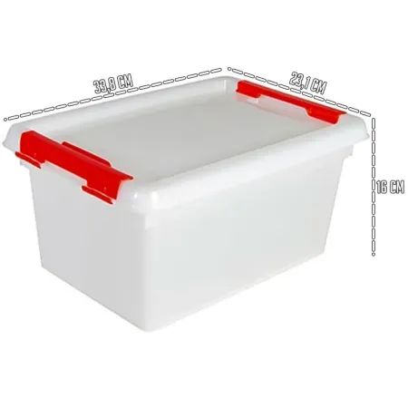 Tradineur - Fiambrera rectangular de 8 Litros - Fabricado en Plástico - Apto para Lavavajillas y microondas -16 x 23,1 x 33,8 cm
