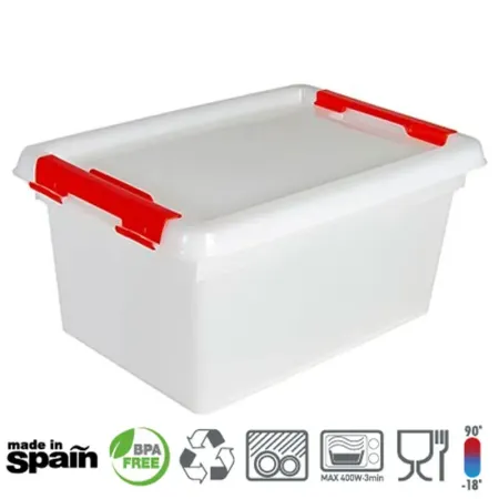Tradineur - Fiambrera rectangular de 8 Litros - Fabricado en Plástico - Apto para Lavavajillas y microondas -16 x 23,1 x 33,8 cm