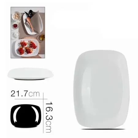 Tradineur - Pack de 2 bandejas rectangulares de vidrio opal, modelo Parma, elegantes, vajilla de cocina, aptas para lavavajillas