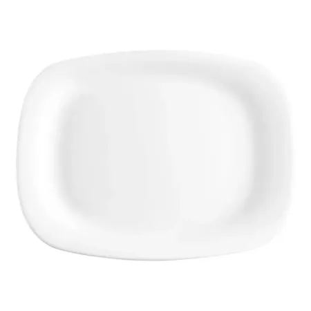 Tradineur - Pack de 2 bandejas rectangulares de vidrio opal, modelo Parma, elegantes, vajilla de cocina, aptas para lavavajillas