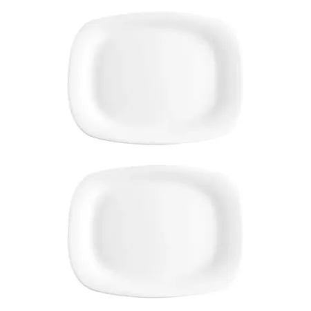 Tradineur - Pack de 2 bandejas rectangulares de vidrio opal, modelo Parma, elegantes, vajilla de cocina, aptas para lavavajillas